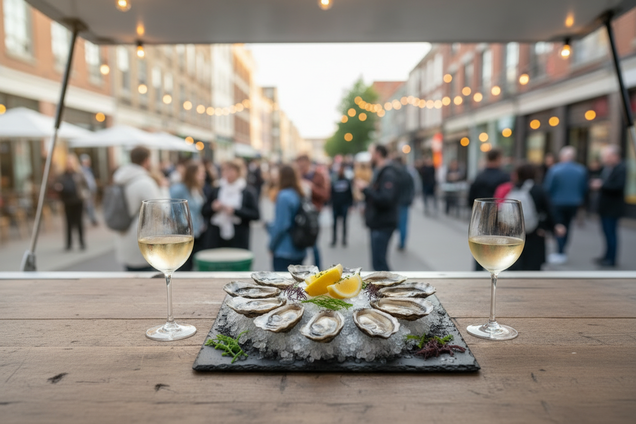 Oesters live geserveerd tijdens een evenement